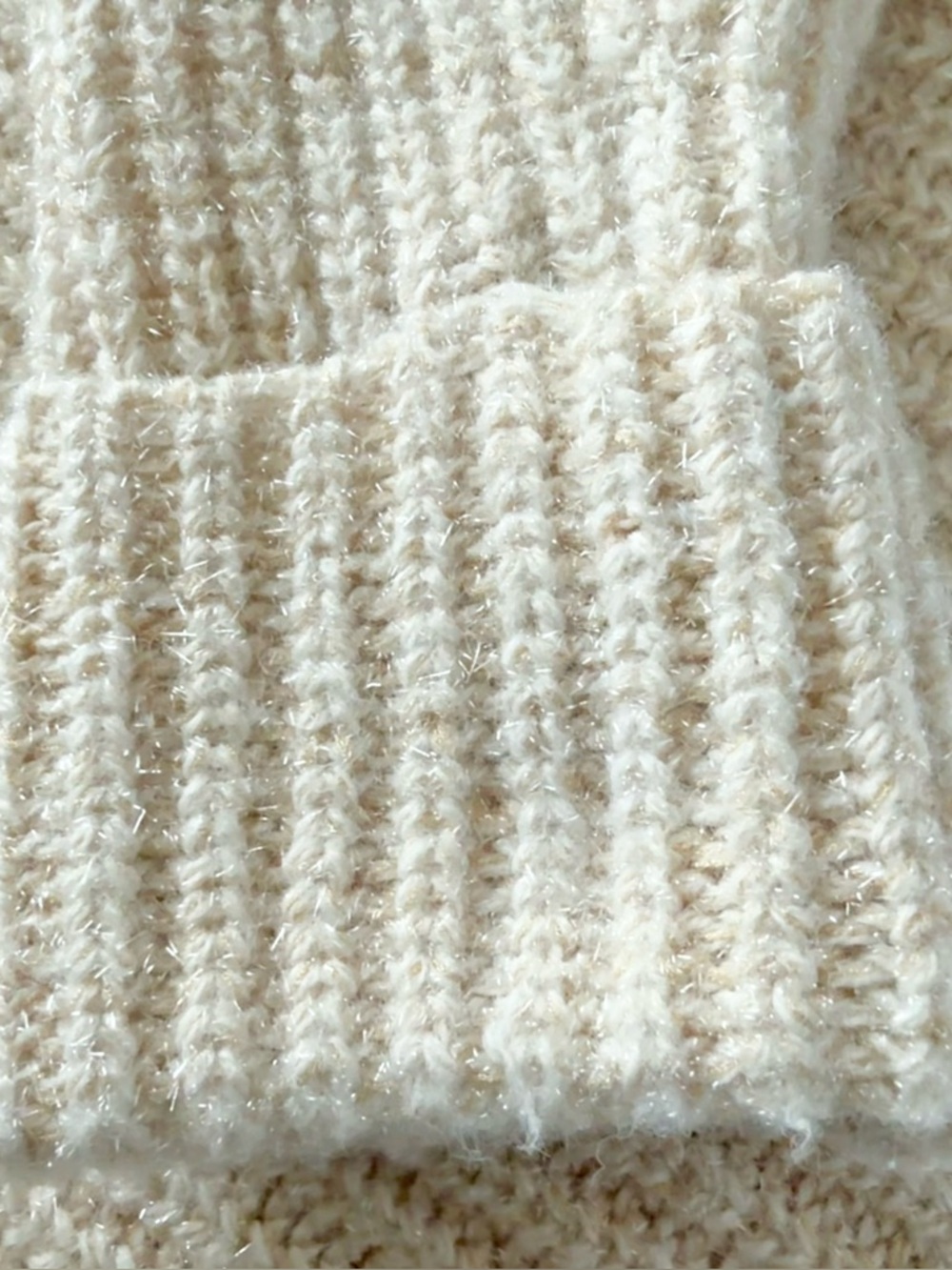 H&M Cream Sparkle Chunky Jumper Long Sleeve Top - Size Medium - Picture 6 of 14